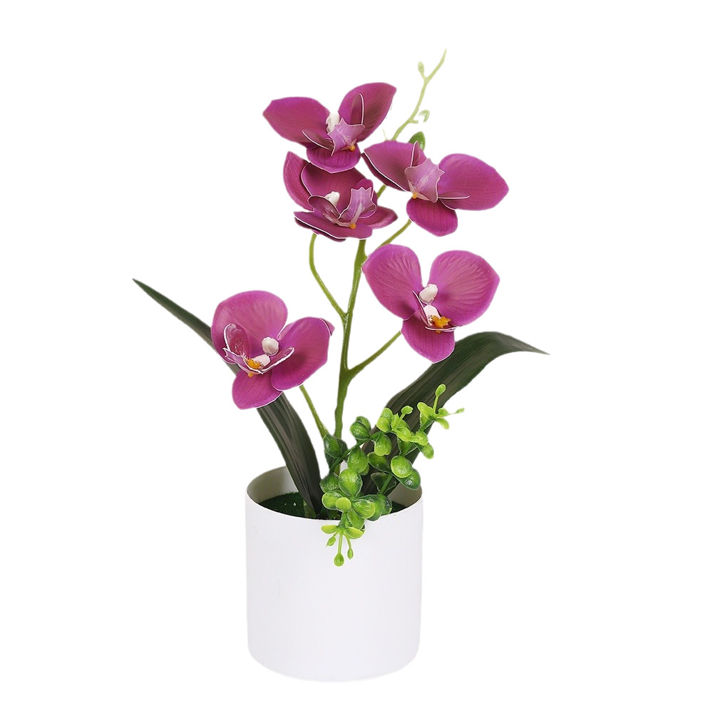New 5 Phalaenopsis Artificial Potted Plant Home Office Decoration Small Potted Plant Photography Fake Bonsai Green Plant Small Bonsai