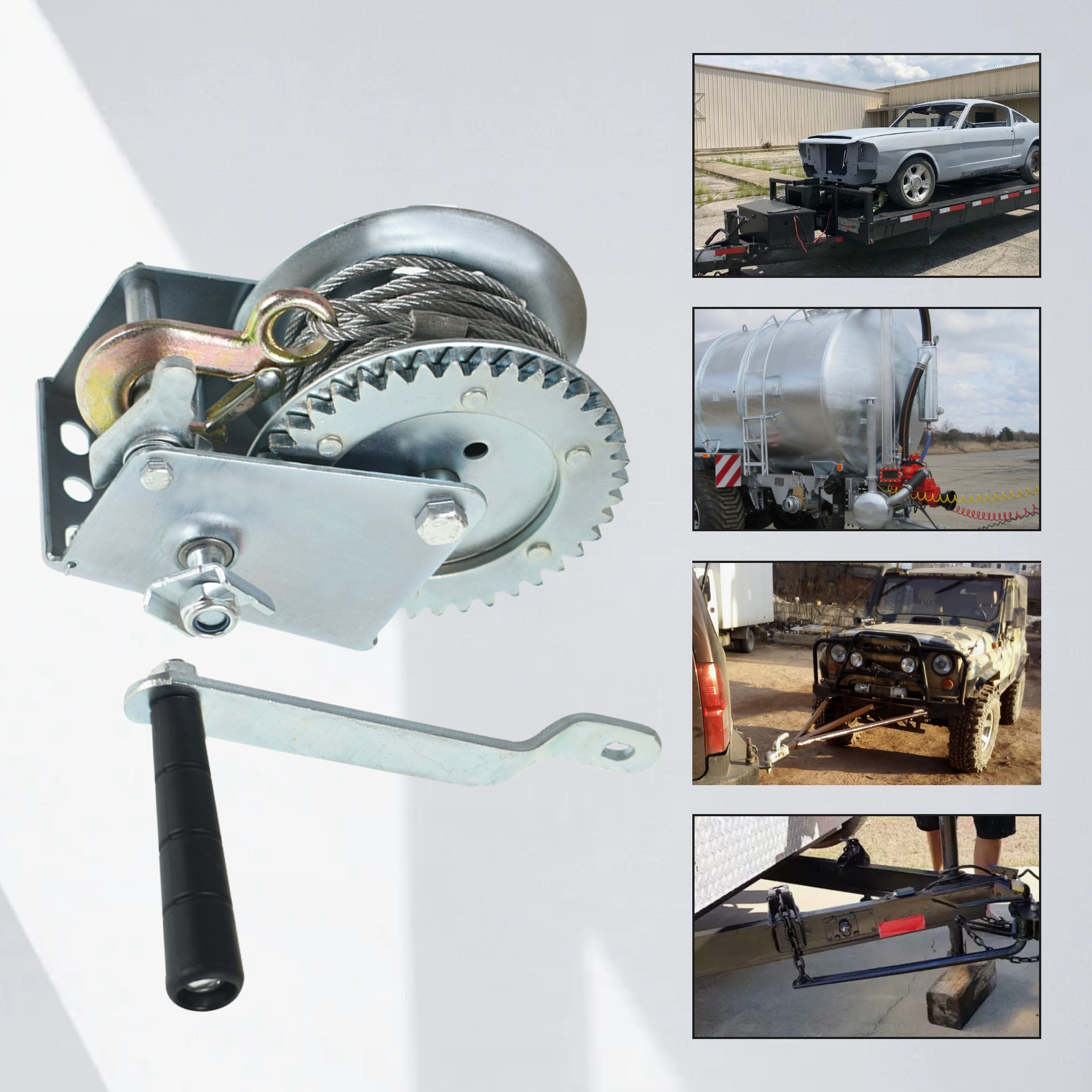 2025 New Cross-Border Dropshipping 1 Piece 1200 Lbs Heavy-Duty Hand Winch High Carbon Steel Silver Cross-Border Dropshipping