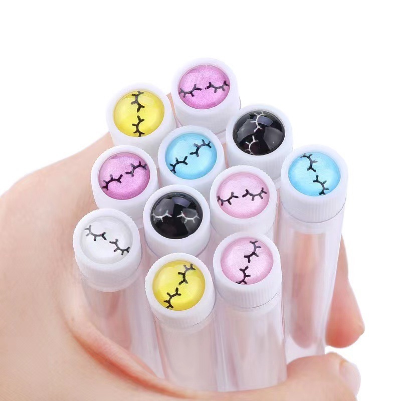 Wholesale Foreign Trade New Product Smiley Face Eyelash Brush with Diamond Crystal Rod Eyelash Brush Portable Makeup Brush Tube Eyelash Brush