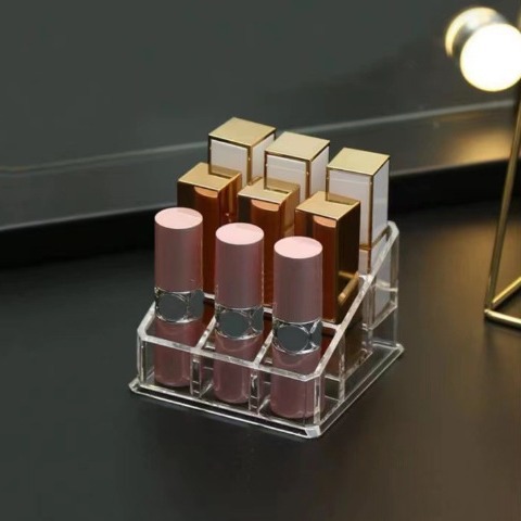 Internet Celebrity Transparent Jiugongge Lipstick Rack Cosmetic Storage Makeup Lipstick Storage Box Desktop Lip Glaze Fit Rack