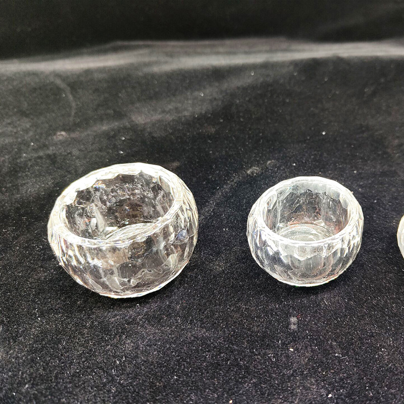 Money Tree Base 6cm Crystal Cups Tall Transparent Offering Bowl for Buddha Water Offering Bowl for Buddhist Temple Offering Holy Water Glass Bowl