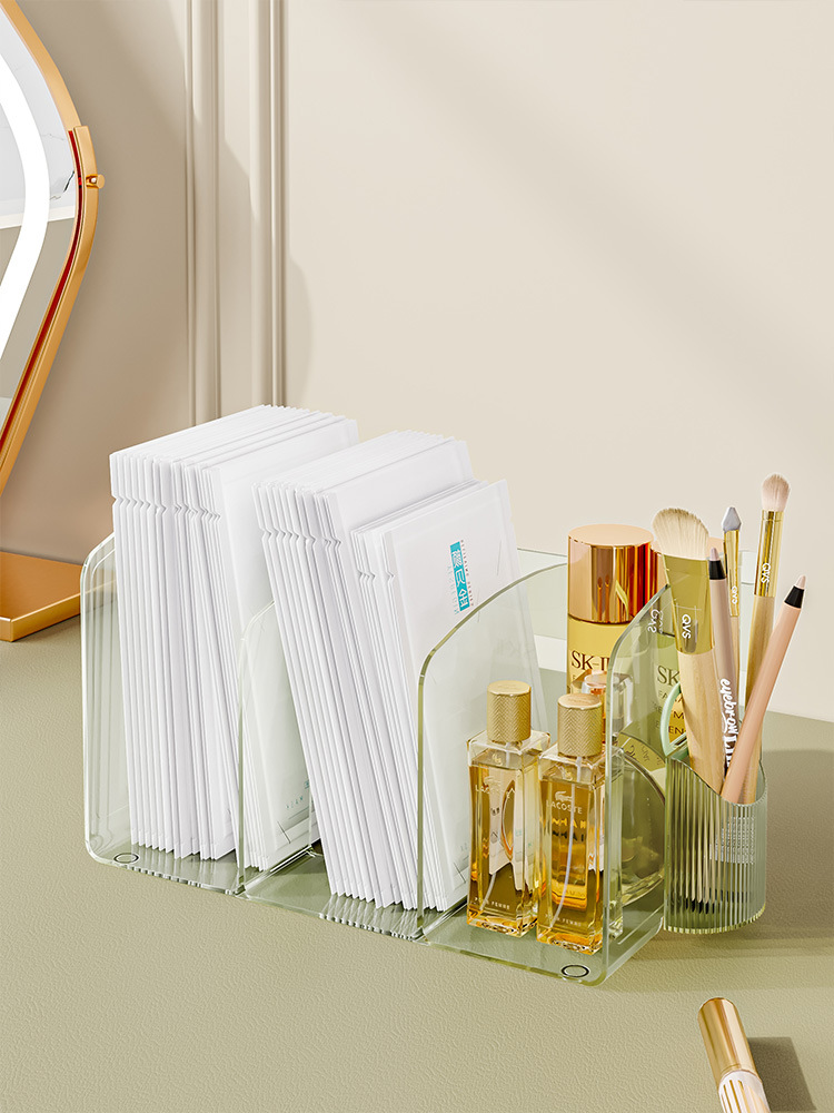 File Rack Thickened Triple Four-Part File Frame Desktop Storage Box Archive Information Book Storage Rack Book Stand