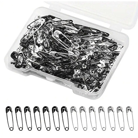 120 portable flat box multi-color small size safety pins 19mm long household decoration fixed small pin