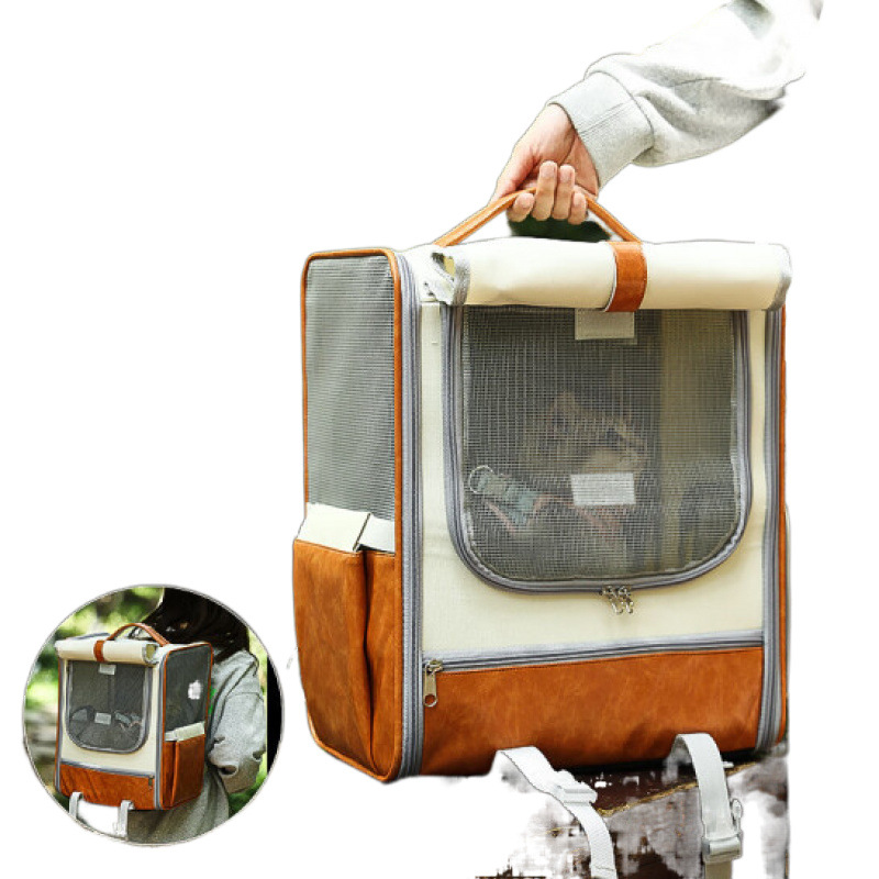 Pet Outing Backpack, Breathable Cat Bag, Dog Bag, Small and Medium-Sized Dog Teddy Pomeranian Large Capacity Foldable Cage