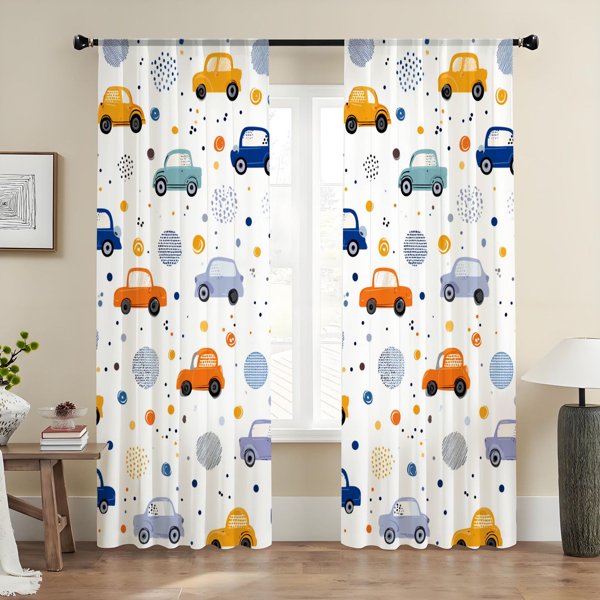 Supports Jit Delivery, Direct Sales from Manufacturer, Small Car Printed Yarn, Digital Printing Processing, Curtain and Window Screen, Light Luxury Style