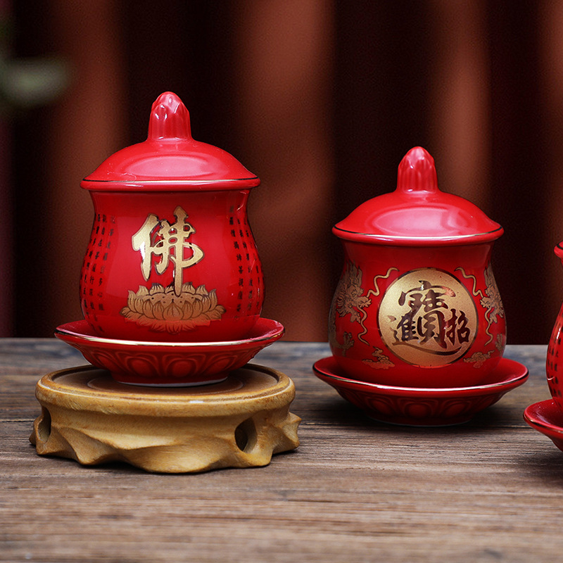 Xianjia Buddha Hall Buddha's Cup for Buddha Home Guanyin Ceramic Sacred Water Cup for God Worry Water Cup Buddha Front Water Purification Cup God of Wealth