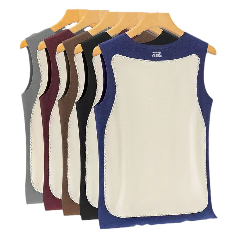 Men's velvet patch seamless thermal vest vest vest heated thick double-sided fleece-lined cold-proof thermal underwear base