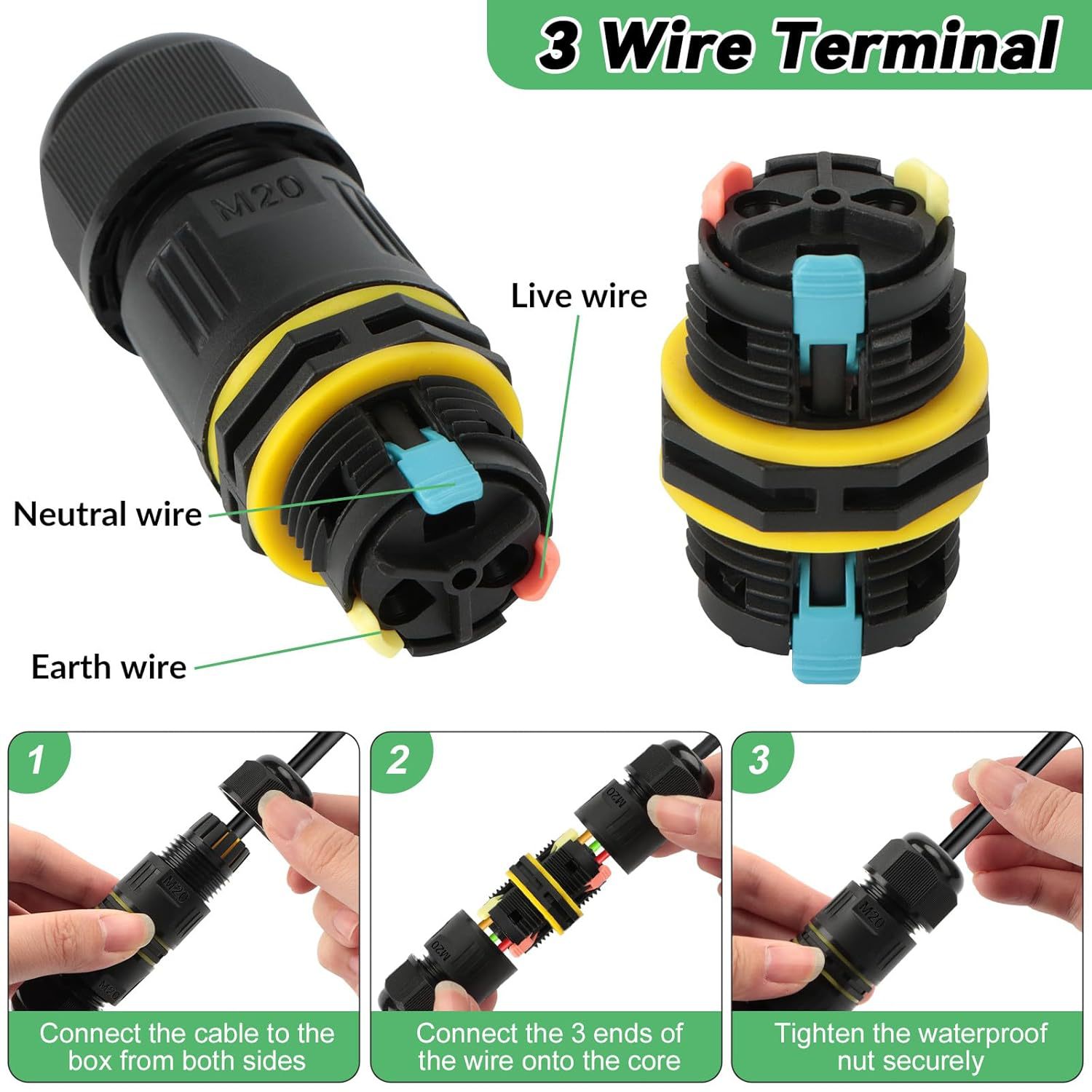 Wasserdicht Ip68 Cableverbinder, 6 Stück Verteilerdose Klem