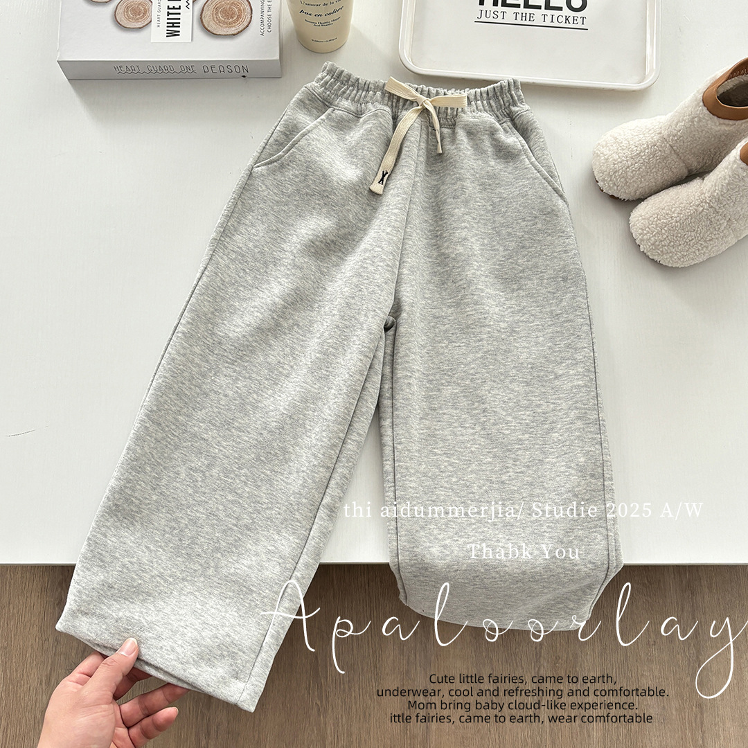 Spring and Autumn New Girls' Wide Leg Pants Straight Leg Pants Children's Sports Pants Korean Style Western Style Loose All-match Pants