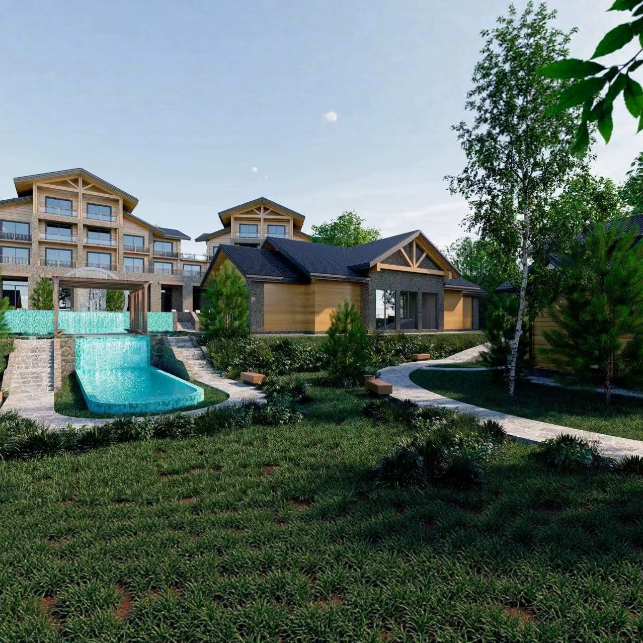 Большой торговый центр, знаковое здание, отель, B&B, проектирование и строительство коммерческой зоны