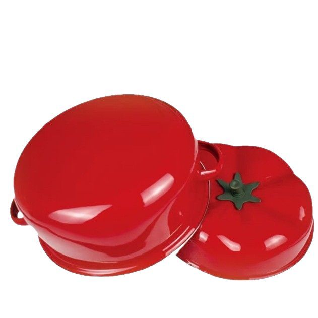 Tomato Soup Pot Enamel Bowl Household Container Double-Ear Enamel Basin with Lid Thickened Stew Pot High-Temperature Resistant Enamelware