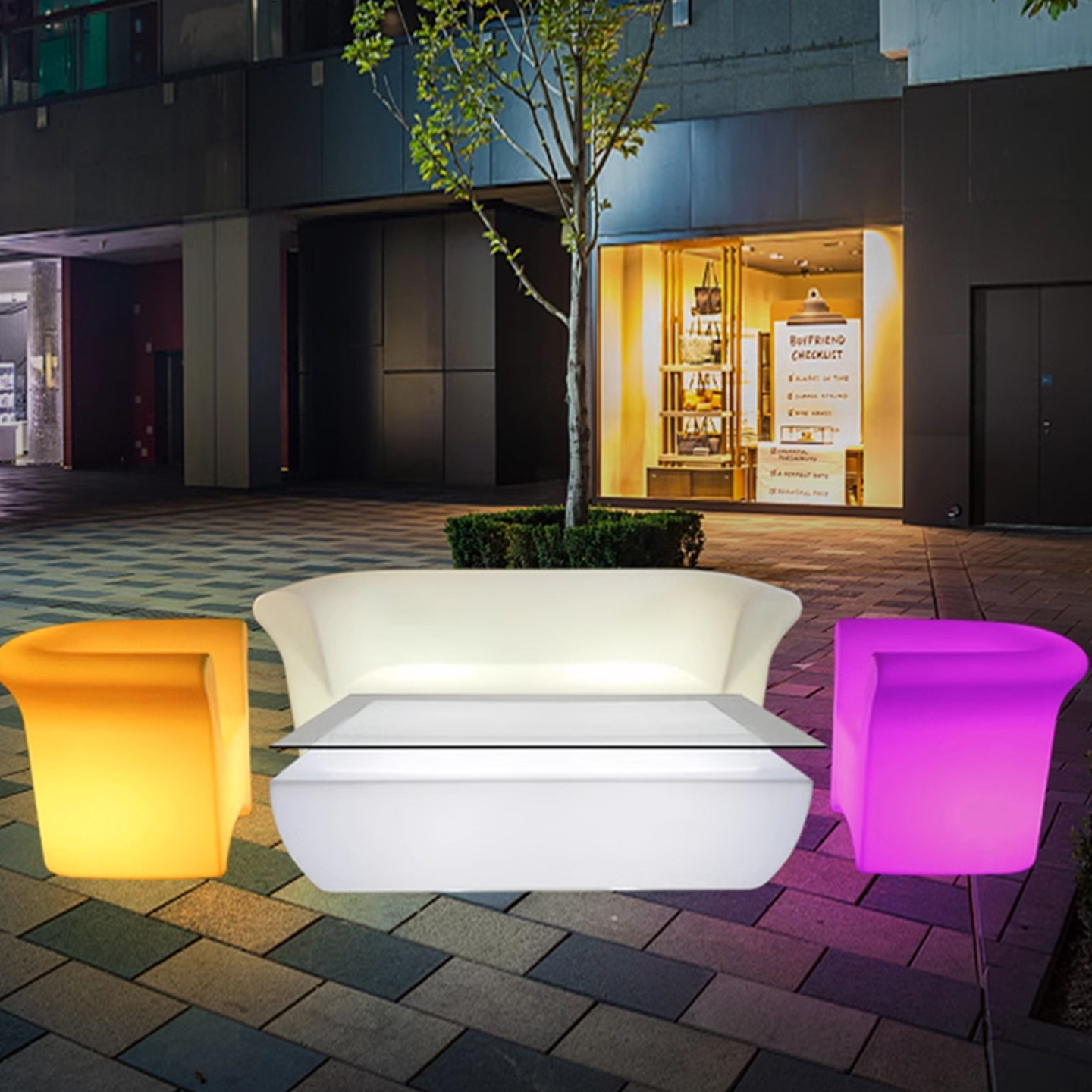 Factory Direct Led Light-Emitting Coffee Table Simple Ktv Sofa Stool Loose Table Outdoor Chair Bar Table Hotel Booth Table
