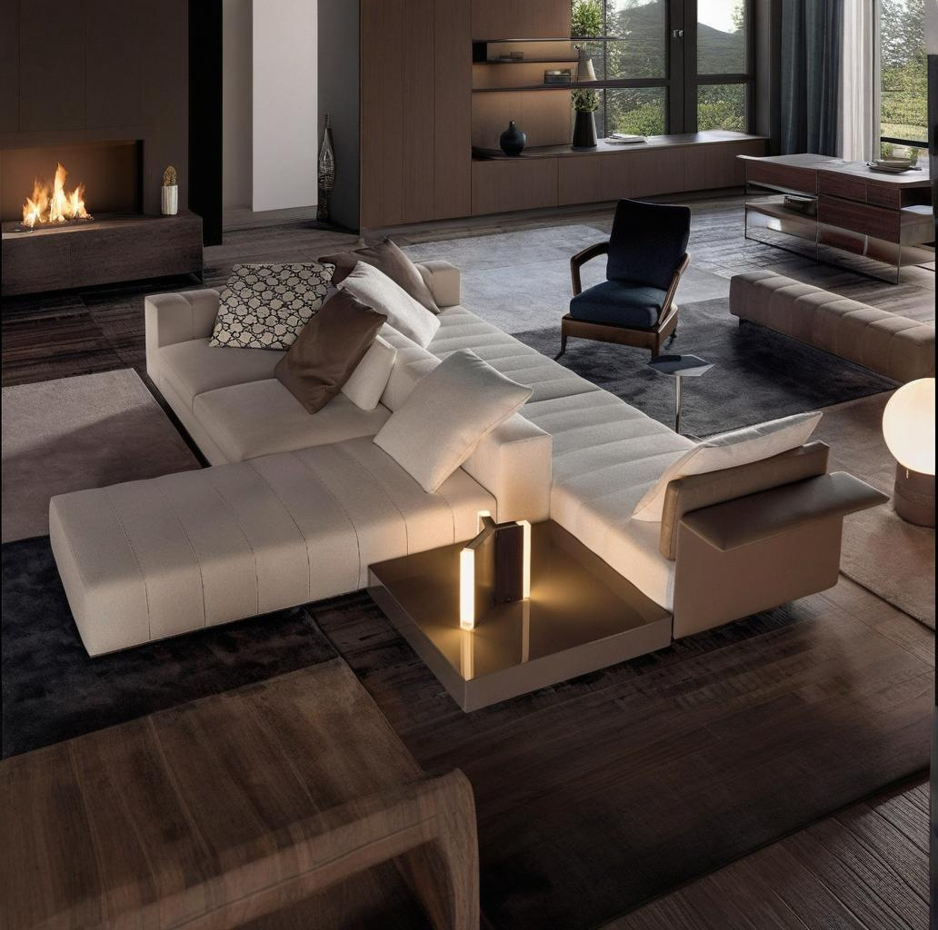 Italian Normcore Piano Key Sofa Large House Living Room Accessible Luxury Corner Imperial Concubine Leather Thickened Combination Sofa