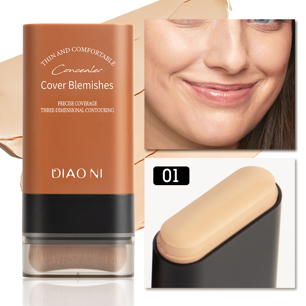 Cross-border Tioni Eraser Foundation Stick Amazon with Brush 5 Color 20g Water Run Light Concealer Foundation