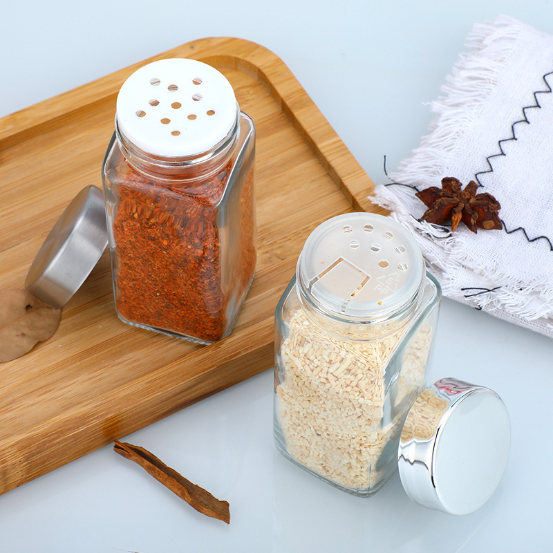 Household Pepper Powder Seasoning Bottle Kitchen Salt Bottle Barbecue Pepper Powder Bottle Seasoning Glass Bottle Chili Powder Bottle