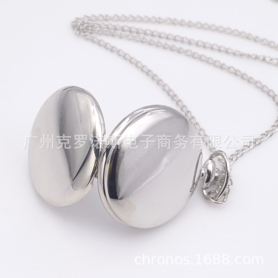 Cross-border classical pocket watch wholesale two-sided light up white pocket watch matte silver two-sided light retro full-light pocket watch