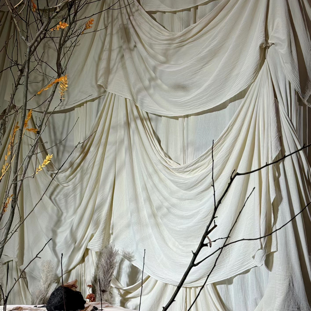 Cotton and Linen High-End Retro Beige Curtains Native Cloth Cotton and Linen Cream Style Tablecloths Wedding Background Curtains Others