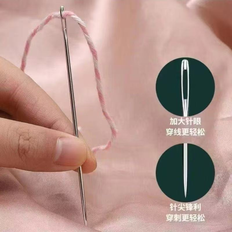 34-Piece Set of Large Nose and Big Eye Steel Needles for Home Sewing Kits, Sewing Needles for the Elderly, Durable Handmade Sewing Kits