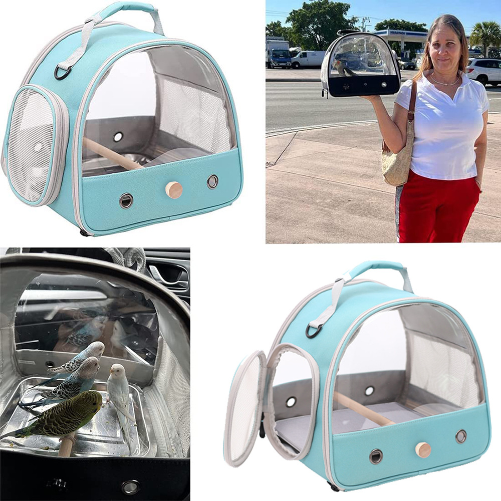 Small Bird Pet Carrier Bag, Breathable Panoramic Design, Suitable for Budgerigars and Cockatiels, Transparent Crossbody Pet Bag, Bird Cage