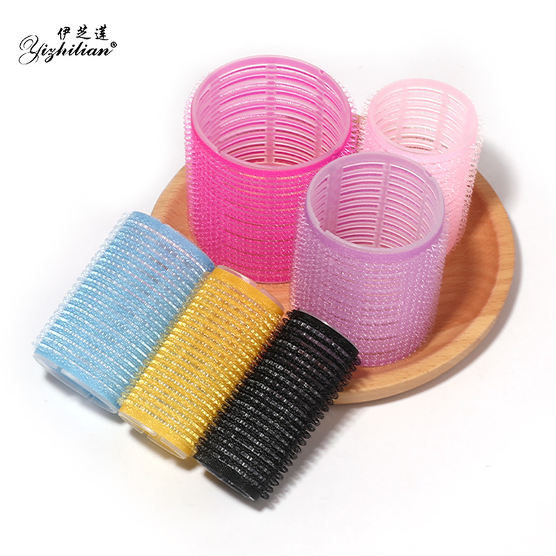 Bulk transparent roll core hair curler wholesale hair root fluffy curly hair air bangs roll self-adhesive hair curler Velcro