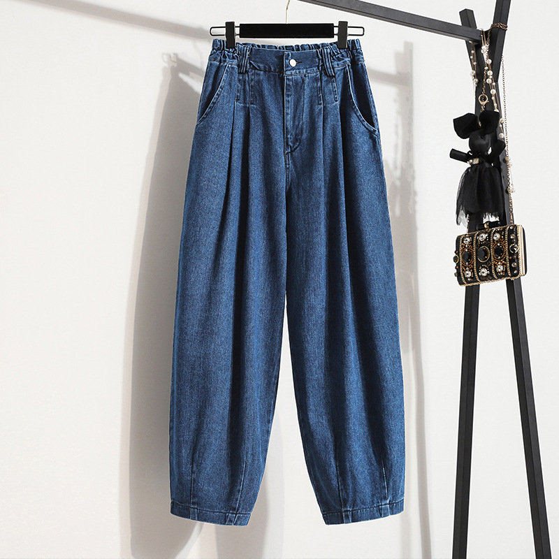 Large Size 2022 Autumn Trousers Harlan Pants High Waist Washed Nine-point Denim Washed Pants Women's Radish Pants Women