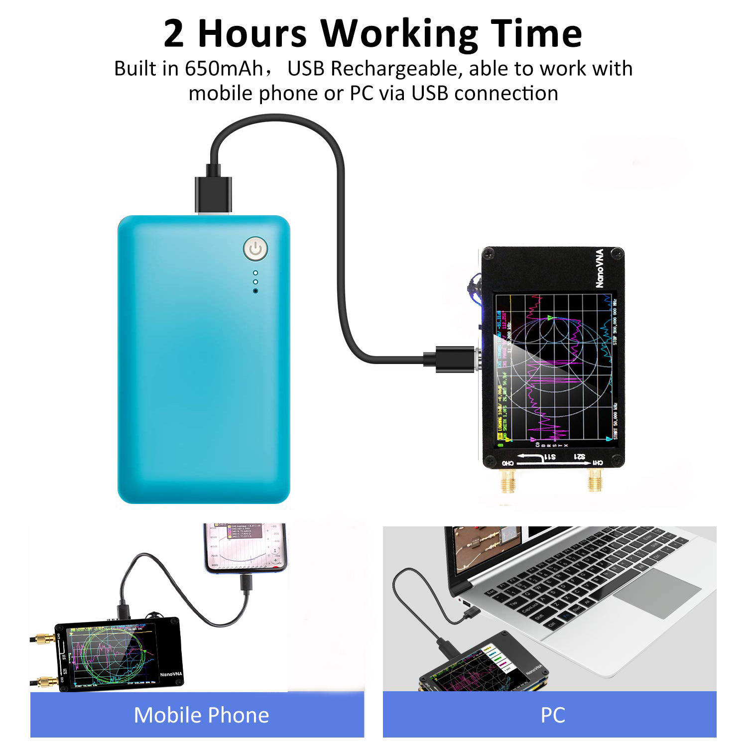 Cross-border NanoVNA-H upgraded antenna with SD card slot HF VHF UHF vector network Antenna analyzer