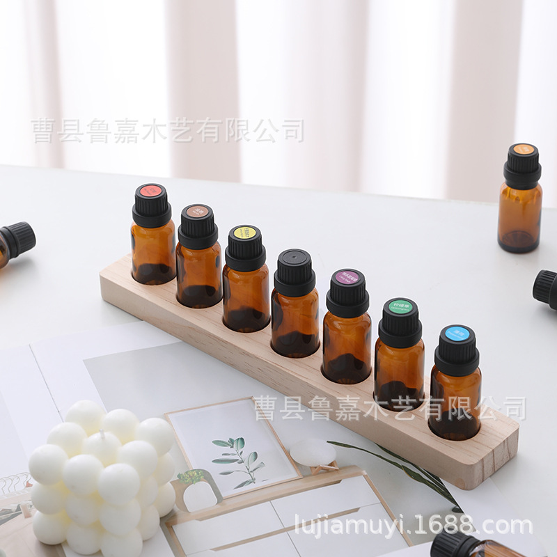 in stock wooden compartment multi-layer porous oil bottle storage finishing rack display display rack storage nail polish display