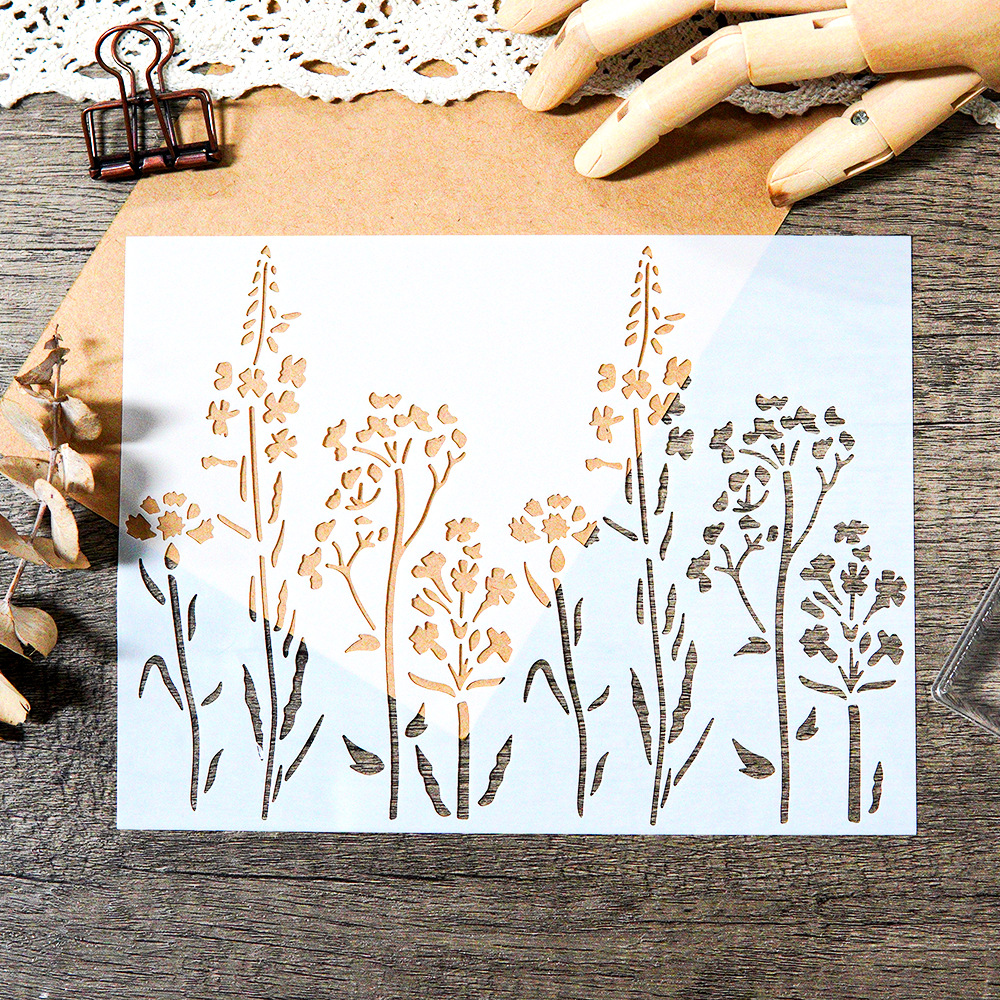Flowers stencil cross-border hot DIY painting hollow template suit wall painting spray masking decorative template