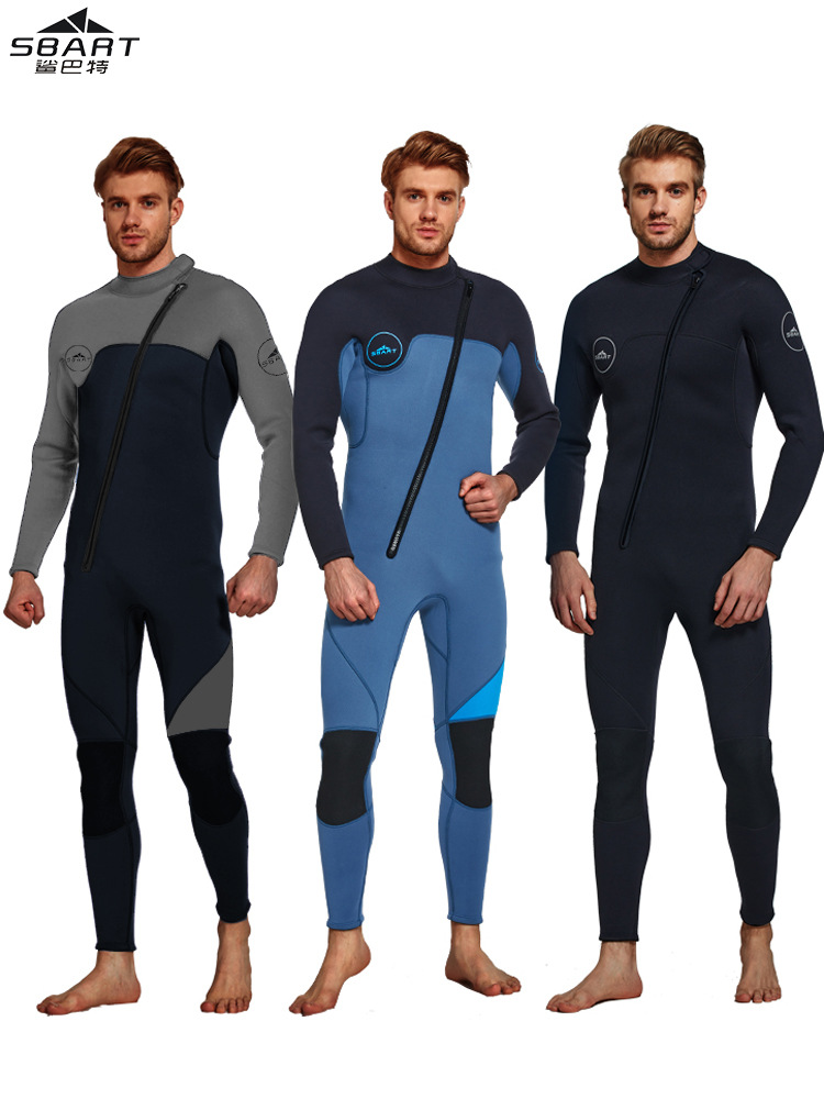 Shark Bart 3mm One-Piece Jellyfish Suit Swimsuit Men's Wet Suit Long-Sleeved Sun Protection Surf Suit Cold-Proof Warm Wetsuit
