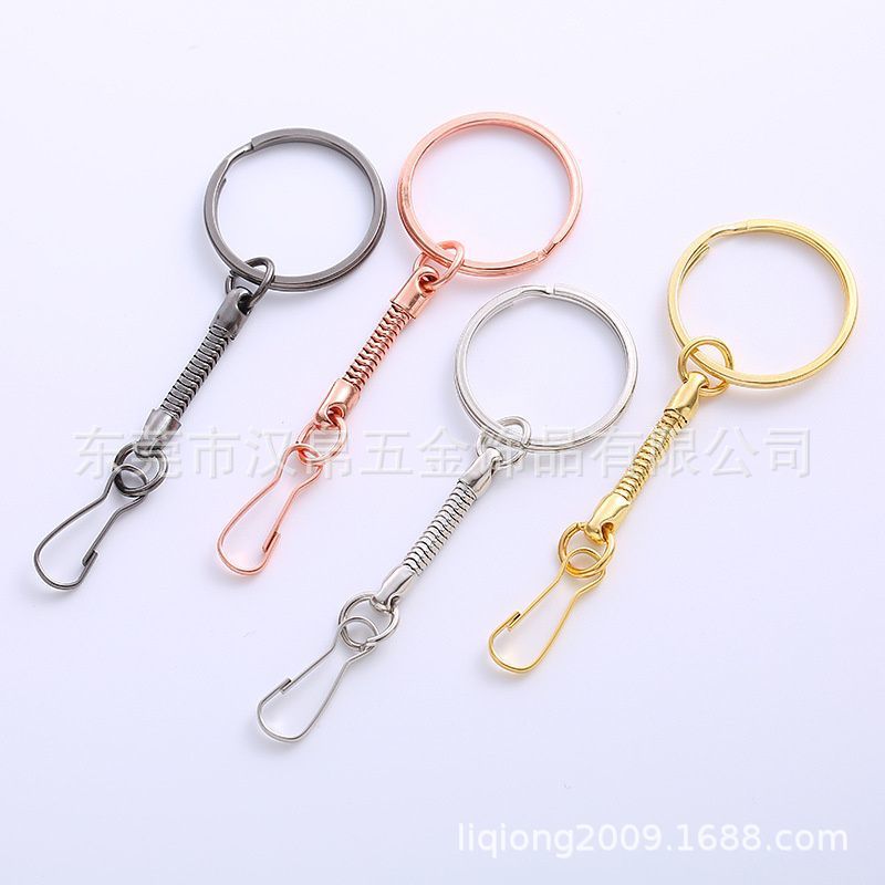 Key Ring with Chain 25 Aperture Flat Ring Wreath Double Circle Plus 4 Sections Chain Metal Key Chain Key Ring Chain Lock Ring