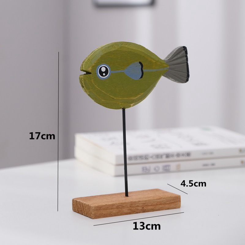 American retro old wooden fish decoration home bedroom children's room living room desktop counter solid wood decoration fish