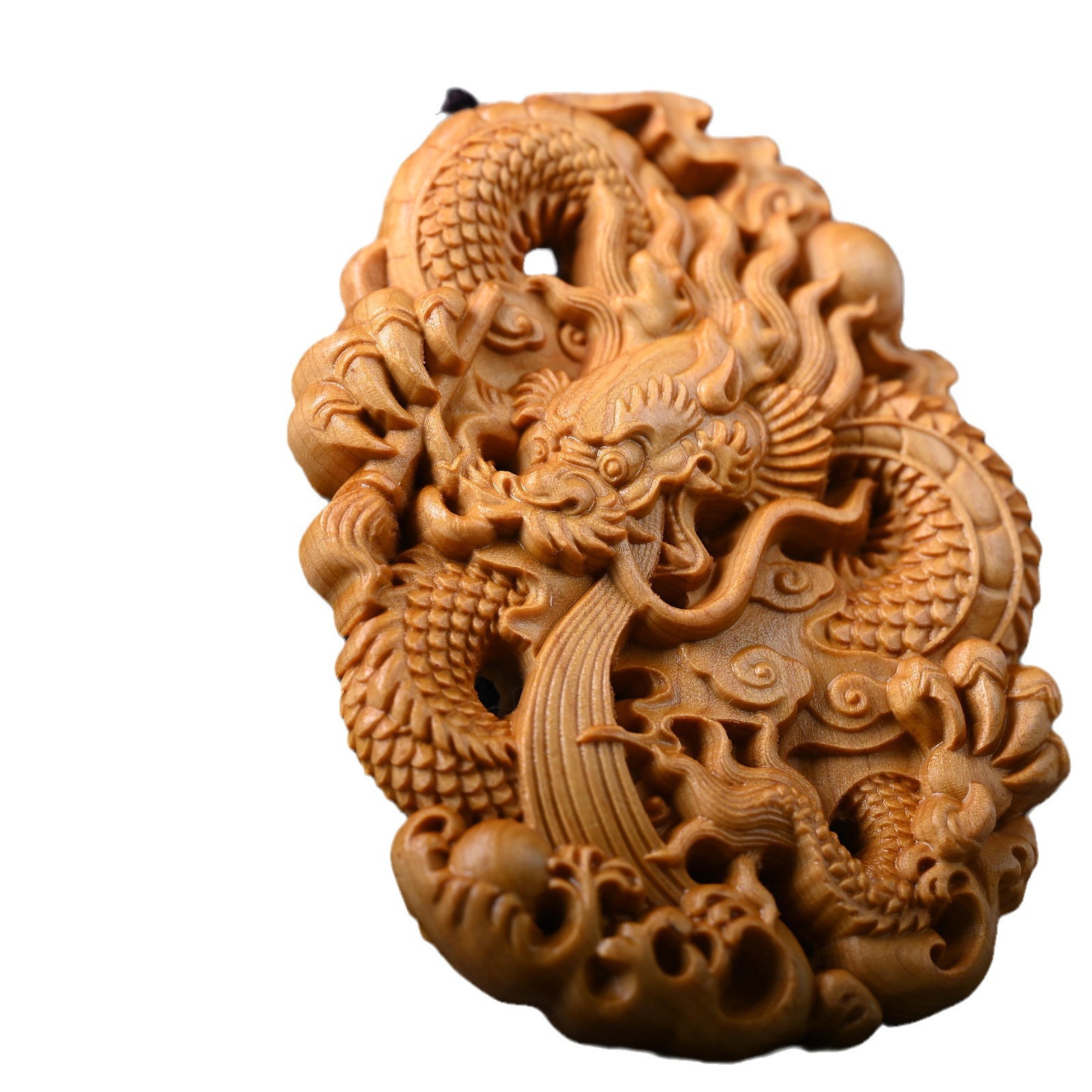 Golden sandalwood cliff cypress boxwood black persimmon wood flaw solid wood carving pixiu handle scenic hot selling products factory outlet