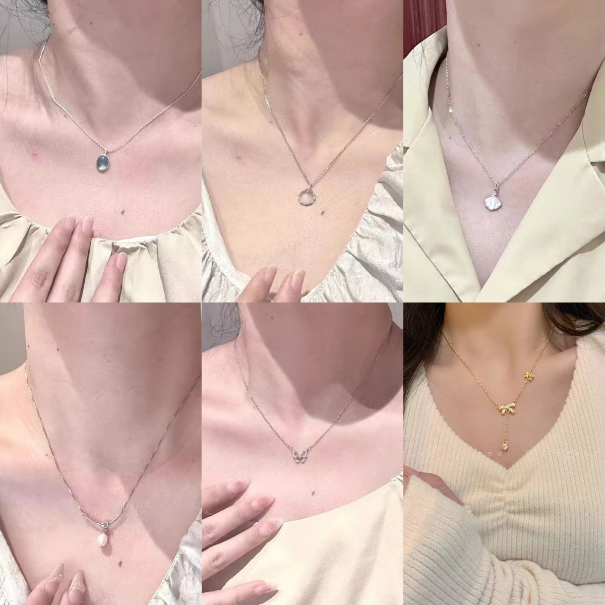 Niche design sense temperament butterfly fairy silver necklace clavicle chain foreign style personality high sense sweet cool matching chain