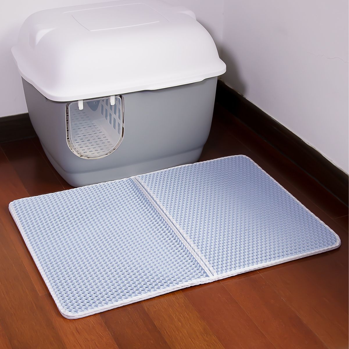 Pet cat litter box mat sand leakage mat double-layer oversized non-removable washable anti-splash EVA cat litter mat