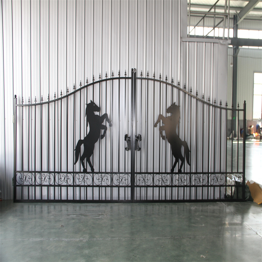 European Style Wrought Iron with Flower Folio with Door Insert Community House School Outdoor Home Country Entry Door Customization