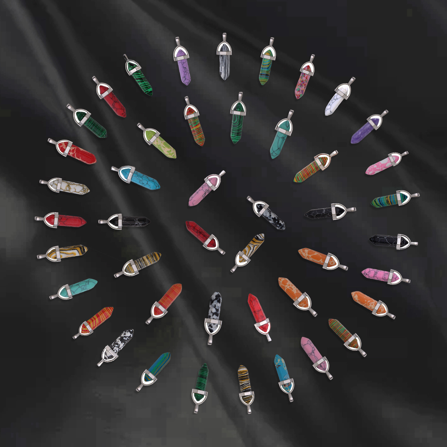 Artificial Crystal Stone Hexagon Pendant Diamond Cut Bullet Necklace quartz Point Pendant