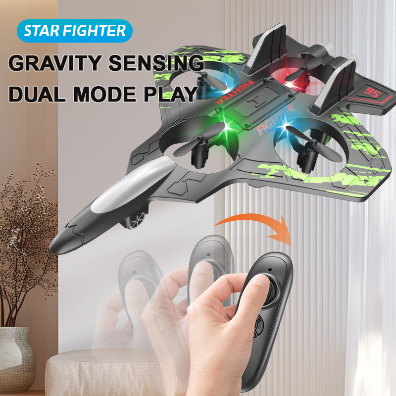 Cross-Border New Remote Control Aircraft, Fall-Resistant Foam Gravity Remote Control Stunt Colorful Light Four-Axis Drone Aircraft