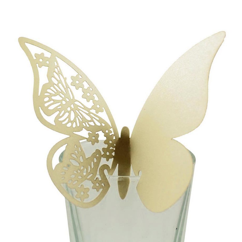 Cross-border Amazon Wedding 3D Butterfly Wall Stickers Card Hollow Table Wine Cup Paper Cup Card Seat Card Factory in stock