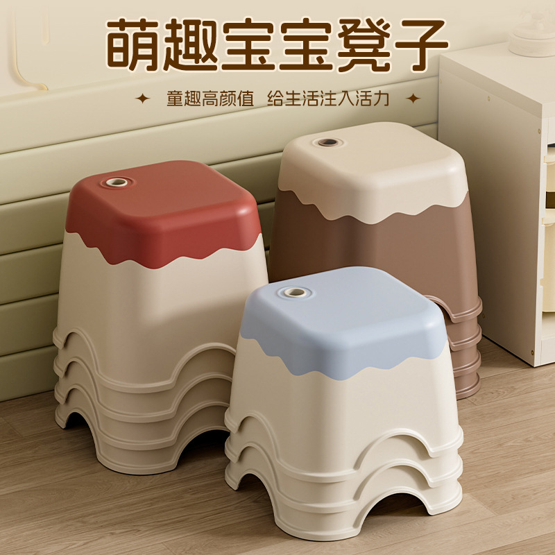 Утолщенный детский стул, домашний низкий стул, пластиковая скамейка для смены обуви