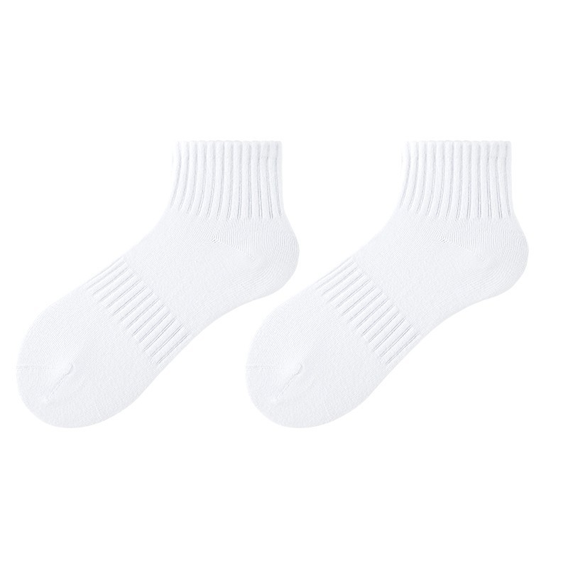 Towel-Soled Sports Socks for Autumn and Winter, Pure Cotton, Thickened and Fleece-Lined, Warm, Comfortable, Breathable, Black and White, Men's Zhuji Socks