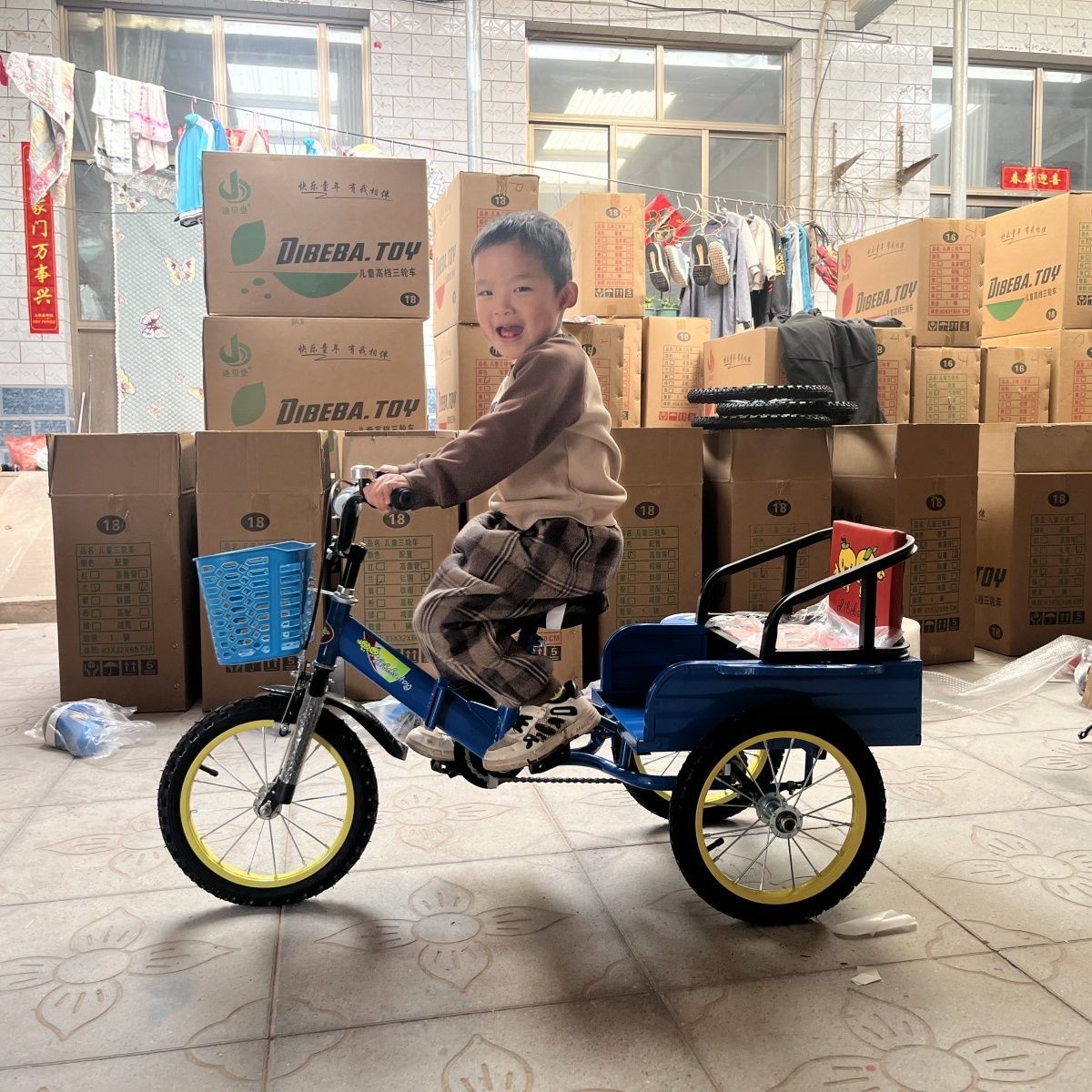 Новый детский трехколесный велосипед с ведром, складной, для детей 3-6 лет