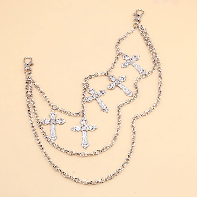 European and American cross-border jewelry retro multi-layer cross pendant waist chain pants metal accessories sweet cool hot girl wholesale