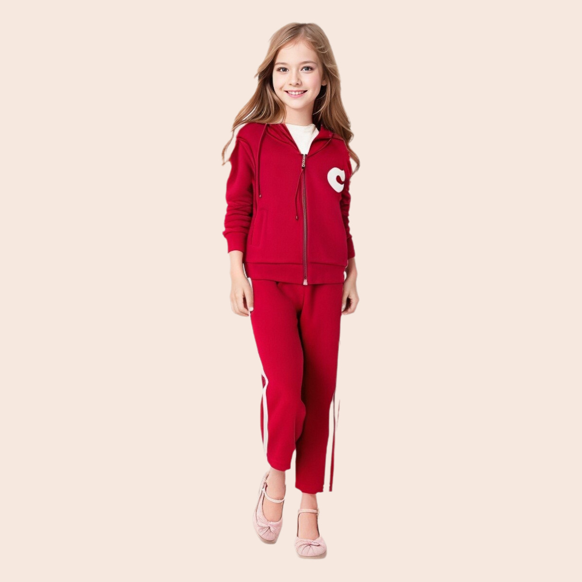 New Export Spring & Fall Girls Pure Cotton Knitted Sports and Leisure 2-Piece Set for Older Children One Piece Drop Shipping