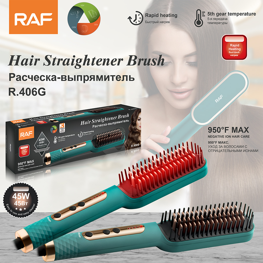 Raf European Cross-Border Hair Straightening Comb Does Not Hurt Hair, Straight Hair and Curly Hair Dual-Use Electric Curling Iron Hair Straightener for Home Use