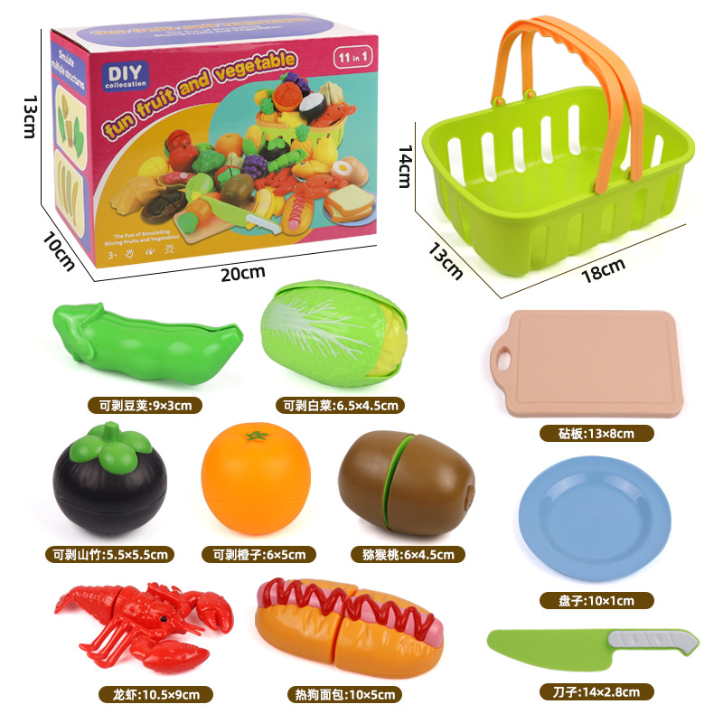 Children's Toys for Play-house Simulation Peelable Fruits and Vegetables Cut and Play Peelable Fruits and Vegetables Toys for Boys and Girls