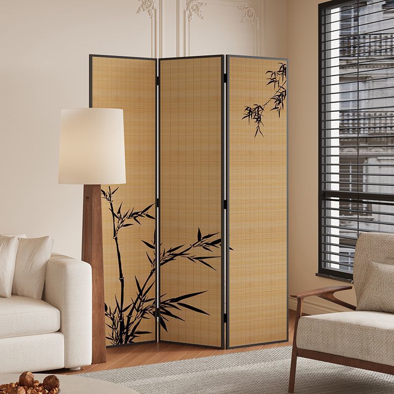 New Chinese-Style Screen Partition for Living Room, Background Blocking, Tea Room Decoration, Wind Bamboo Shadow Theme, Folding Mobile Screen Factory