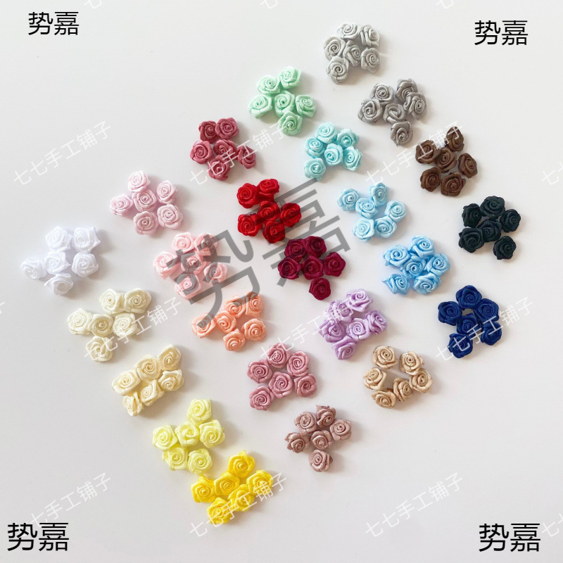 1cm Satin Ribbon Rose Bjd Six-Point Small Cloth Doll Clothes Decorative Hair Accessories Cotton Doll Handmade DIY Accessories