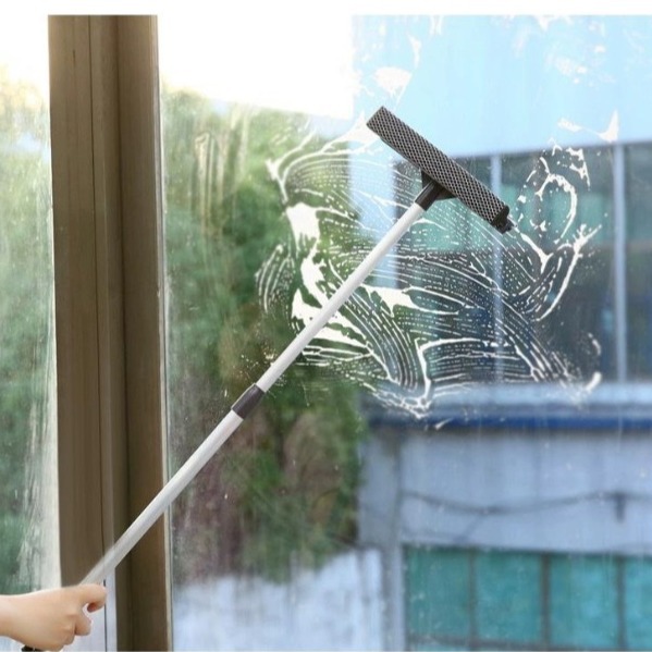 Aluminum Rod Window Scraper Telescopic Rod Glass Wipe Artifact Household Double-sided High-rise Window Wiper Car Wash Cleaning Tool