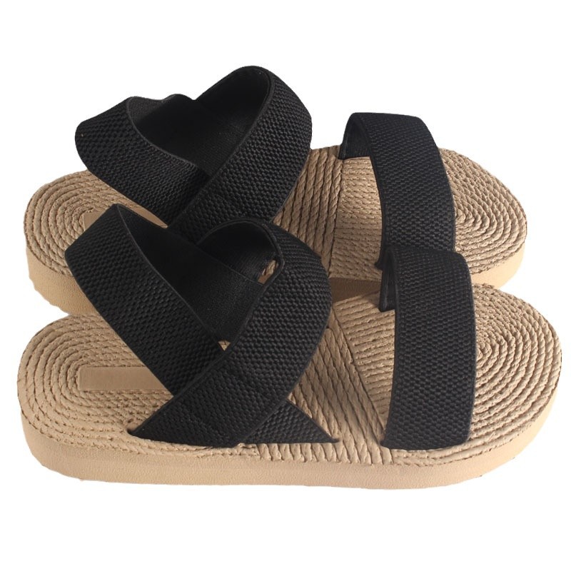 New Roman Eva Women's Sandals Medium Heel Round Toe Flats Bottom Outer Slippers Summer New 2024 Ins Women's Sandals