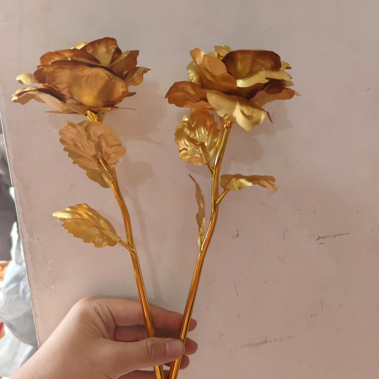 Large 25cm Colored Gold Flower Gold Foil Rose Flower Valentine's Day Gift Glass Cover Gold Foil Flower Chocolate Gift Box Accessories